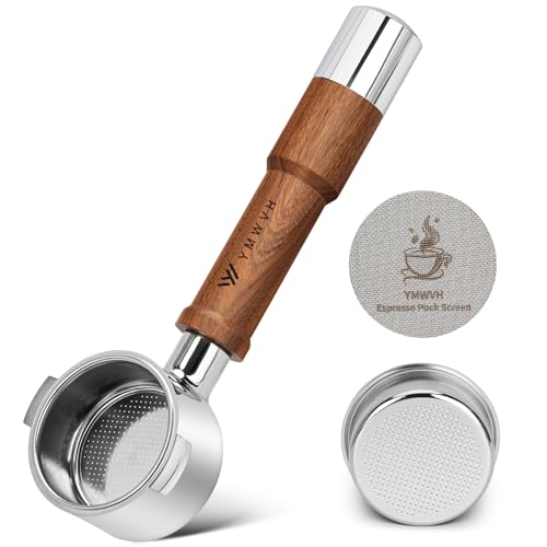 51MM Naked Bottomless Portafilter 2 Ears Fits Delonghi ECP3420/EC155/BCO430/EC260 with Puck Screen & Stainless Steel Filter Basket,Walnut Handle von YMWVH
