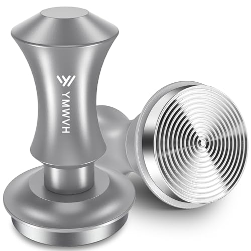 YMWVH Kaffee Tamper 58mm, Edelstahl Espresso Tamper mit 30lbs Anpressdruck, 304 Edelstahl Base Kaffeepresse für 58mm Bodenloser Siebträger von YMWVH