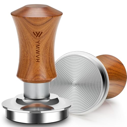 YMWVH Premium Espresso Tamper mit Base Ripple 51mm - Kaffeestampfer aus Edelstahl mit formschönem Walnuss-Griff - Espresso-Stampfer für vollmundigen Genuss von YMWVH