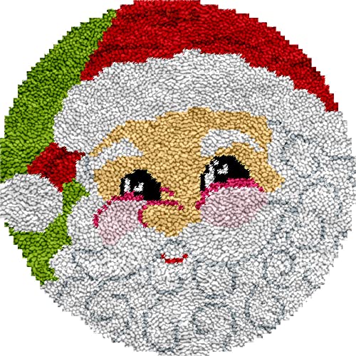 Knüpfteppich Set Rug Kits Für Erwachsene,Weihnachtsteppich Zum Selbermachen, Rund, Für Erwachsene Und Kinder, Mit Vorgedrucktem Santa-Muster, Leinwandteppich, Handarbeit, Stickerei-Tapisserie-Set, von YMXCNM