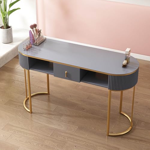 YMXEURSC Professioneller Nagelschreibtisch aus Holz,Maniküretisch mit Schubladen und 3-Schicht-Aufbewahrungsschrank für Schönheitssalons,Wohnungen,Kosmetikgeschäfte und Spas(Grey 120cm) von YMXEURSC