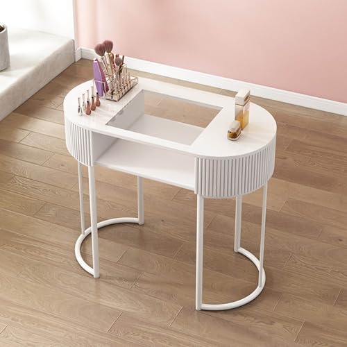 YMXEURSC Professioneller Nagelschreibtisch aus Holz,Maniküretisch mit Schubladen und 3-Schicht-Aufbewahrungsschrank für Schönheitssalons,Wohnungen,Kosmetikgeschäfte und Spas(White Glass Desktop 80cm) von YMXEURSC
