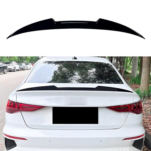 YMXFKY Auto Heckspoiler Hintere Kofferraum Dachspoiler für Audi A3 S3 RS3 8Y Limousine 2021 2022 2023 2024 Karosserie Styling Exterieur Zubehör,Glossy Black von YMXFKY
