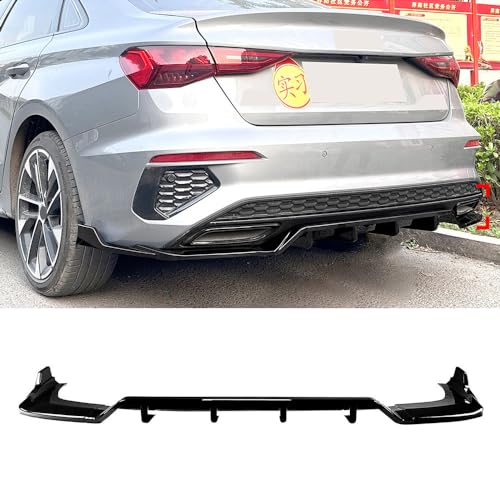 YMXFKY Auto Heckstoßstangen Lippe Diffusor Spoiler Splitter für Audi A3 8Y Sline Limousine 2021 2022 2023 2024 Karosserie Styling Exterieur Zubehör,Glossy Black von YMXFKY