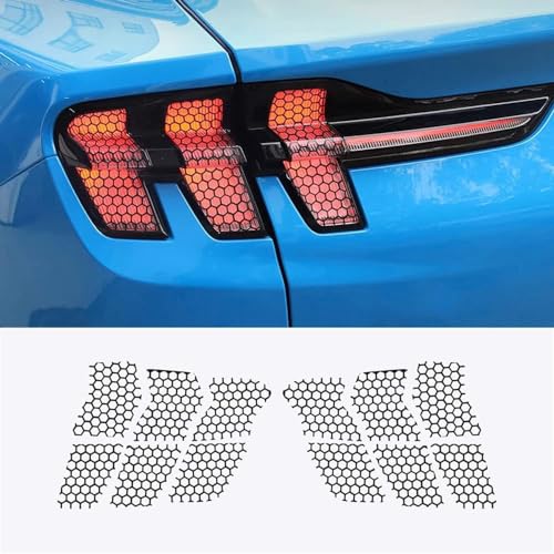 YMXFKY Glänzend Schwarz Auto Rücklicht Waben Dekorative Aufkleber für Ford Mustang Mach-E 2021 2022 2023 2024 Exterieur Modifikation Zubehör von YMXFKY