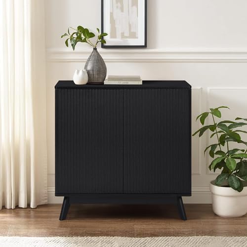 YMXLTD Black Sideboard Cabinet Mid Century Modern Fluted Credenza Sideboard Buffet Cabinet with Storage for Kitchen Dining Room Coffee Cabinet Office Living Room TV Entryway Cabinet - 2 Doors YMXLTD Black Sideboard Cabinet Mid Century Modern Fluted Credenza Sideboard Buffet Cabinet with Storage for Kitchen Dining Room Coffee Cabinet Office Living Room TV Entryway Cabinet - 2 Doors von YMXLTD