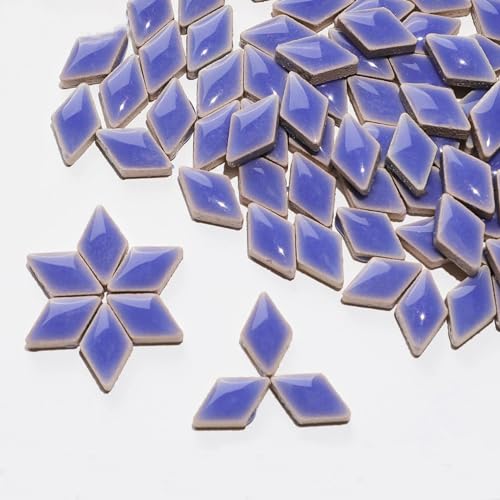 Mosaikfliesen 100 g rautenförmige Keramik-Mosaikfliesen, mehrfarbige geometrische Mosaikfliesen, DIY-Mosaikherstellungssteine ​​für Handwerk, Kunst, Dekoration 657 (Color : Dark Blue) von YMYGCC