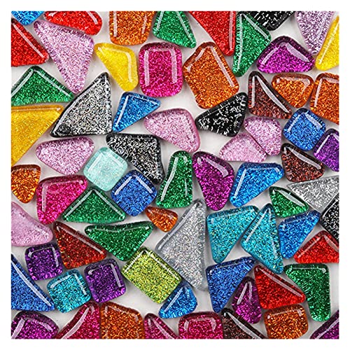 Mosaikfliesen 1000g Glitzer Glänzendes Glas Mosaikfliesen 1 Cm Quadrat Vs Unregelmäßige Form DIY. Mosaic Handwerksmaterialien Mosaik-Kunststeine ​​zum Spaß 657 (Color : 1000g Irregular Mix) von YMYGCC