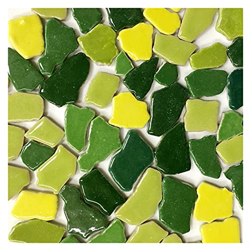 Mosaikfliesen 600g Porzellan-Mosaikfliese 1-3cm Durchmesser 0,4 mm Dicke Keramik-Mosaikfliese DIY. Mosaikhandwerk, die Fliesen machen 657 (Color : 600g YellowGreen Mix) von YMYGCC