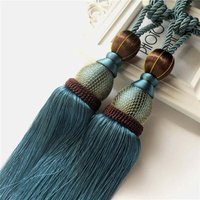 1 Paar Raffhalter für Vorhänge aus geflochtenem Seil mit Quasten und dekorativer Schnalle (Pfauenblau) FLITI von YMYNY