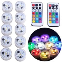 10 Stück Mini-Tauch-LED-Leuchten, wasserdichte Unterwasserlampe, RGB-mehrfarbige LED-Kerzenbeleuchtung mit 2 Fernbedienungen für Schwimmbad, Teich, von YMYNY
