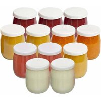 12er-Set Joghurtbecher aus Glas mit auslaufsicherem Deckel - Für Joghurtbereiter, Multikocher und Küchenmaschinen (Thermomix, seb usw.) - 143 ml / von YMYNY