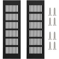 Ymyny - 2er-Pack rechteckige Lüftungsgitter aus Aluminiumlegierung mit 8 Schrauben, Schwarz, 250 x 80 mm mumu von YMYNY