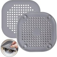Crediri 2er-Pack Silikon-Abflussschutz, Spülbeckensieb mit Saugnapf, Badewannen-Abflussabdeckungsfilter, Graufilter, Anti-Verstopfungs-Haarfilter für von YMYNY