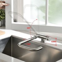Ymyny - Crediri Ausziehbarer Küchenhahn unter dem Fenster mit 180° klappbarer und 360° drehbarer Küchenmischbatterie, Kalt- und Warmwasser verfügbar, von YMYNY