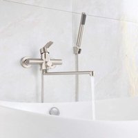 Crediri Badewannenarmatur, Badewannenarmatur mit Handbrause, Einhandgriff, runde Wandmontage, Handbrause aus gebürstetem Edelstahl für Badezimmer von YMYNY