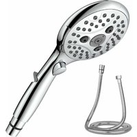 Ymyny - Crediri Duschkopf mit Wasserstopp, Handbrause 6 Strahlarten, Wassersparender Duschkopf mit 150 cm Schlauch, Duschkopf mit Durchflussbegrenzer von YMYNY
