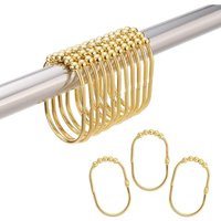 Crediri Duschvorhangringe, breite Metallhaken für Schlafzimmer-Duschvorhänge, Gold, 12er-Pack von YMYNY