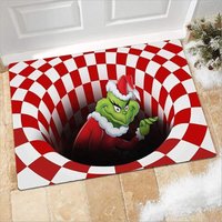 Dekorative Fußmatte mit 3D-Weihnachtsillusion, rutschfeste Fußmatte für drinnen und draußen, Bodenmatte für Wohnzimmer, Schlafzimmer usw. (Rot, 60 x von YMYNY