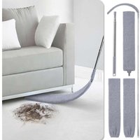 Einziehbarer Staubwedel, nach oben ausziehbarer flacher Staubwedel und zwei Mikrofaserbezüge, einziehbarer Staubwedel zum Staubsaugen unter Sofa, von YMYNY