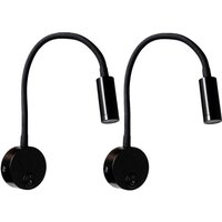 Flexible verstellbare Aluminium-Wandleselampe, 3 w, Schreibtischlampe mit Schalter, LED-Nachttischlampe, 2 Stück, Schwarz von YMYNY