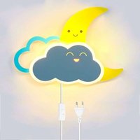 Ymyny - mumu 8W LED-Wandlampe in Wolkenform für Kinder mit Schalter und Stecker, Wandleuchte fürs Kinderzimmer mit Kabel Ymyny - mumu 8W LED-Wandlampe in Wolkenform für Kinder mit Schalter und Stecker, Wandleuchte fürs Kinderzimmer mit Kabel von YMYNY