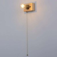 Rustikale Wandlampe aus Holz, Wandleuchte, Wandleuchte mit Zugkettenschalter (Aschefarbe) MUMU von YMYNY