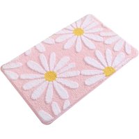 Rutschfeste Badematte für Badezimmer – saugfähige Badematte – Blumenmuster – weich – getuftet, Rosa Rutschfeste Badematte für Badezimmer – saugfähige Badematte – Blumenmuster – weich – getuftet, Rosa von YMYNY