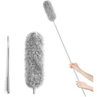 Ymyny - Teleskop-Staubwedel, ausziehbar bis 250 cm, abnehmbares Mikrofaserpad, Edelstahlgriff, grau mumu von YMYNY