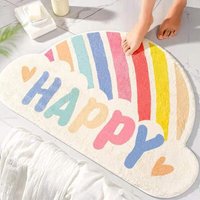 Teppich Graue Badematte Wasserabsorbierende Badematte Plüschteppich Bodenmatte Halbrunde Matte Rutschfeste Fußmatte Home Bodenmatte Badezimmermatte von YMYNY