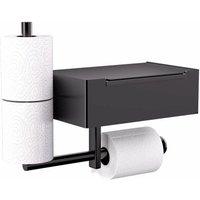 Toilettenpapierhalter, Toilettenpapierhalter mit Feuchtpapierhandtuchbox, 2 in 1 perforierter selbstklebender Toilettenpapierhalter für Badezimmer von YMYNY