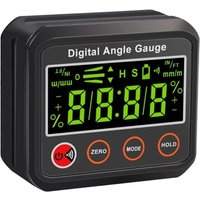 UlisemLCD Digitaler Neigungsmesser °Grad / % / mm/m / in/ft IP42 wasserdicht mit V-Nut-Magnetfuß, Alarmfunktion, mit Batterien für Holzbearbeitung, von YMYNY