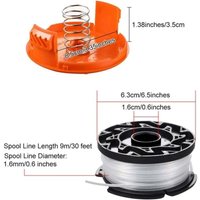YMYNYPackung mit Nylon-Rasenmäher-Ersatzspule, Freischneider-Fadenspule mit 1 Packungskappe, 1 Federtrimmer-Ersatzspule für Black Decker AF-100-3ZP von YMYNY