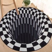 Vortex Illusion Teppich, 3D Vortex Teppich Schlafzimmer Wohnzimmer, Schwarz Weiß Gitter Home Decor (B) YMYNY von YMYNY