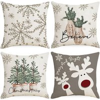 Weihnachts-Kissenbezug mit Rentier-Schneeflocke, Winter-Kissenbezug, 45,7 x 45,7 cm, Heimdekoration für Sofa, 4er-Set, YMYNY Weihnachts-Kissenbezug mit Rentier-Schneeflocke, Winter-Kissenbezug, 45,7 x 45,7 cm, Heimdekoration für Sofa, 4er-Set, YMYNY von YMYNY
