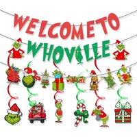 Weihnachtsdekoration Pull Flag Set Spirale Hängende Dekoration Grinch Weihnachtsfeier Arrangement Hängender Buchstabe YMYNY von YMYNY