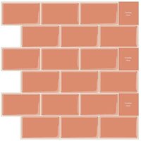 YMYNY 10 Stück orangefarbene 3D-Klebeaufkleber für Wandfliesen, Küche, Badezimmer (30,5 x 30,5 cm) von YMYNY