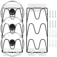 YMYNY 2 Stück 6-stöckiger Topfdeckelhalter, selbstklebender, rostbeständiger Topfdeckelhalter ohne Bohren für Töpfe und Pfannen, YMYNY 2 Stück 6-stöckiger Topfdeckelhalter, selbstklebender, rostbeständiger Topfdeckelhalter ohne Bohren für Töpfe und Pfannen, von YMYNY