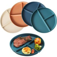 YMYNY 22 cm unzerbrechliche Servierteller, 4er-Set mit 3 Fächern, unterteilte Servierplatten, mikrowellen- und spülmaschinenfest, separate Teller für YMYNY 22 cm unzerbrechliche Servierteller, 4er-Set mit 3 Fächern, unterteilte Servierplatten, mikrowellen- und spülmaschinenfest, separate Teller für von YMYNY