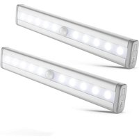 Ymyny - 2er-Pack LED-Nachtlichter mit Bewegungsmelder, Schrankbeleuchtung, LED-Lichtstreifen, selbstklebend, Betrieb mit AAA-Batterien (nicht im von YMYNY