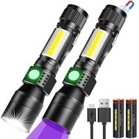 3-in-1-UV-Taschenlampe, wiederaufladbare USB-LED-Taschenlampe, zoombarer Magnet, wasserdichtes COB-Arbeitslicht, 7 Modi 395 nm, Haustierurin-Detektor von YMYNY