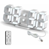 YMYNY 3D LED Digital Wanduhr Kleiner Wecker Fernbedienung 25,2 cm 12/24 Stunden Temperatur Datumsanzeige Zeitspeicher Schlummerfunktion Nachtlicht von YMYNY