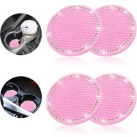 Ymyny - 4 Stück Auto-Untersetzer, rutschfest, Silikon, Strass, Getränkehalter für Auto-Innenausstattung (Pink) von YMYNY