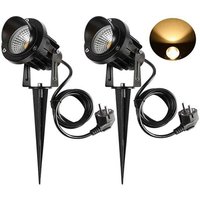 YMYNY 9W LED Außenstrahler mit Erdspieß, 3000K-3300K, 900lm, LED Außenstrahler mit Erdspieß, wasserdichte Gartenlampe, IP65, Warmweiß, 2er-Pack von YMYNY