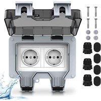Aussensteckdose Elektrisch Wasserdicht Wandsteckdose mit Doppelschalter Schutzart IP66 für Garten und Garage - Ymyny Aussensteckdose Elektrisch Wasserdicht Wandsteckdose mit Doppelschalter Schutzart IP66 für Garten und Garage - Ymyny von YMYNY