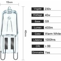 YMYNY Backofenbirne, G9, Halogenofen, G9, 40 W, 230 V, 300 °C Toleranz, Glühlampe, 2 Stück YMYNY Backofenbirne, G9, Halogenofen, G9, 40 W, 230 V, 300 °C Toleranz, Glühlampe, 2 Stück von YMYNY
