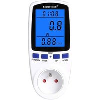 YMYNY Digital Wattmeter Steckdose Stromverbrauch Watt Energiezähler KWh AC 230V 120V Strom mit Hintergrundbeleuchtung Weiß FR Stecker 230V, 16A von YMYNY