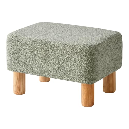 YMYNY Fußhocker Rechteckiger, Fußhocker mit Holzbeinen, Sitzhocker, Holzfußhocker, Kleiner Gepolsterte Hocker, Schuhwechselbank für Wohnzimmer, Schlafzimmer, 40×29×25CM Grün HBD030GR von YMYNY