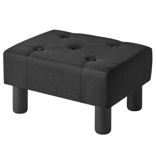 YMYNY Kleine Fußbank, Fußbank Rechteckiger aus Leinen, Sitzhocker, Fußbank für Wohnzimmer, Pouf Couch Hocker, Ottoman Fußstütze für Eingang 40×30.5×22.5CM Schwarz HBD039B von YMYNY