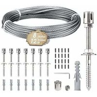 YMYNY Kletterpflanzenstütze, 12 m langes Edelstahlseil-Aufhängeset mit 3 mm Edelstahlkabel und 8 Spannschlössern für YMYNY Kletterpflanzenstütze, 12 m langes Edelstahlseil-Aufhängeset mit 3 mm Edelstahlkabel und 8 Spannschlössern für von YMYNY